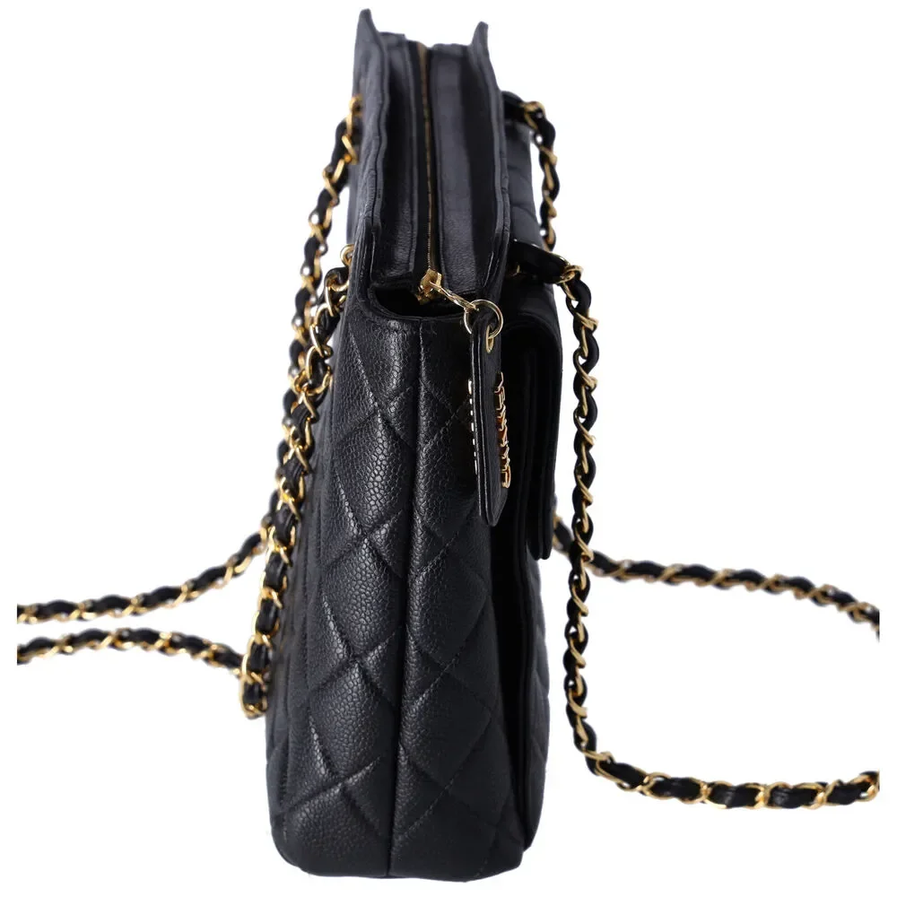 Chanel Classic Front Pocket Small Chain Shoulder Tote Quilted Caviar Leather - Picture 6 of 11